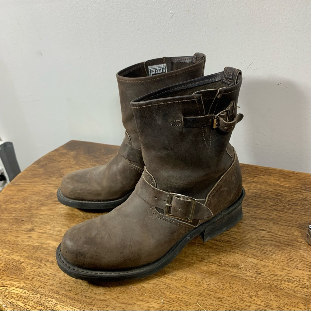 Frye Brown Leather Engineer Boots